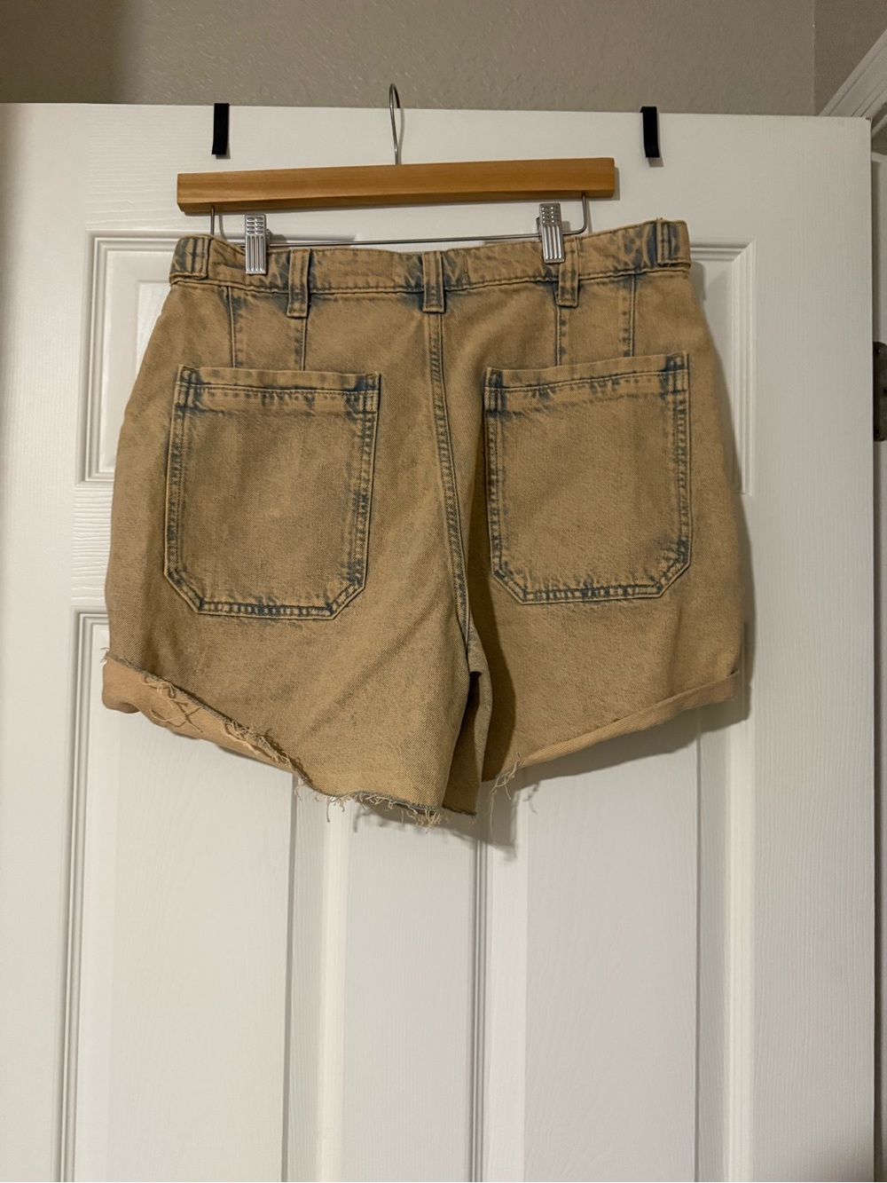 We The Free Palmer Cuffed Washed Tan High-Rise Denim Shorts by Free People - Picture 2 of 5